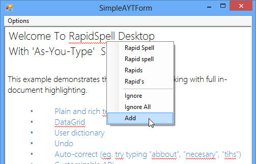 RapidSpell Desktolp .NET As-You-Type