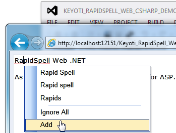 RapidSpell Web ASP.NET control