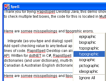 RapidSpell Desktop Java component
