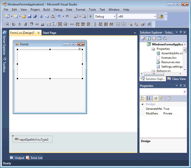 Drag rapidSpellAsYouType to your form