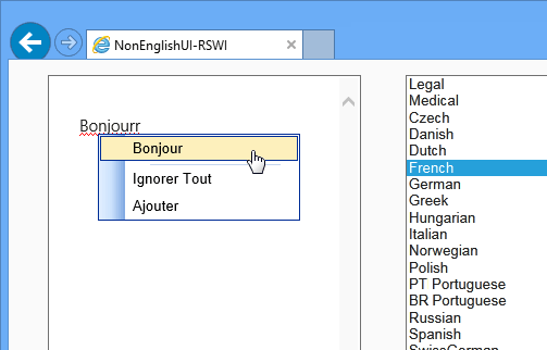 List of dictionaries for RapidSpell Web ASP.NET