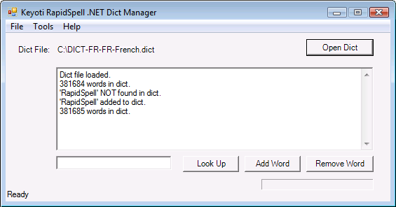 The dict manager for RapidSpell WPF