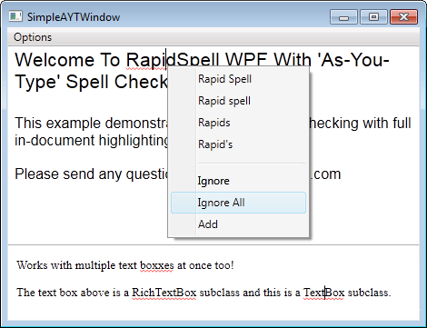 RapidSpell WPF as you type control