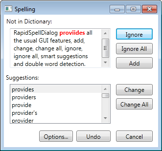 Standard spell checking GUI