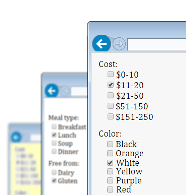 Faceted search filtering