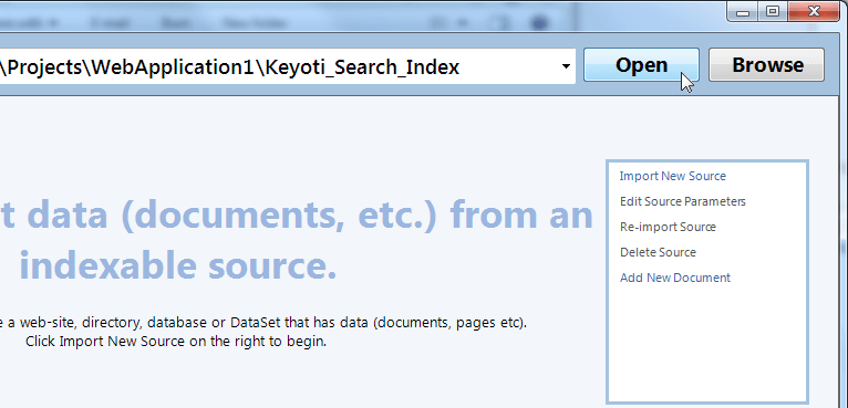 Open the index manager tool